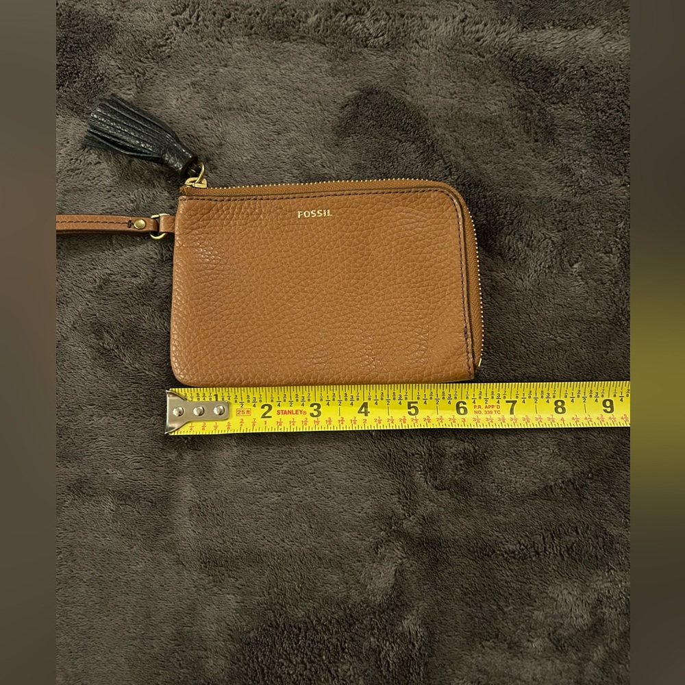 Fossil Leather Wristlet with Tassel Handbag